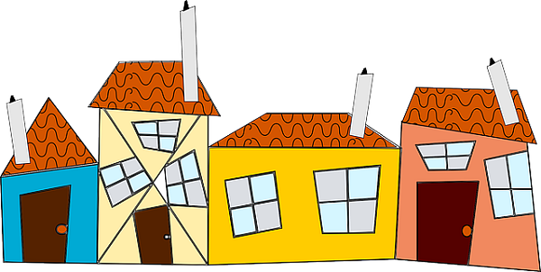 Ansicht von bunten Häuser als Zeichnung